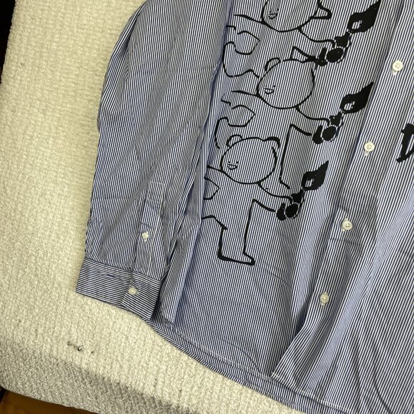 Guess x Brandalised x Banksy Stripe Button Up Out Of Bed Shirt Graffiti Read* - Picture 6 of 16